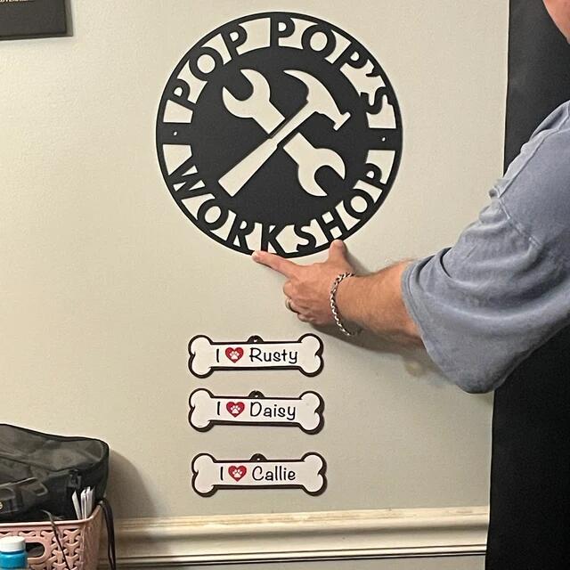 Personalized Workshop Metal Sign, Fathers Day Gift